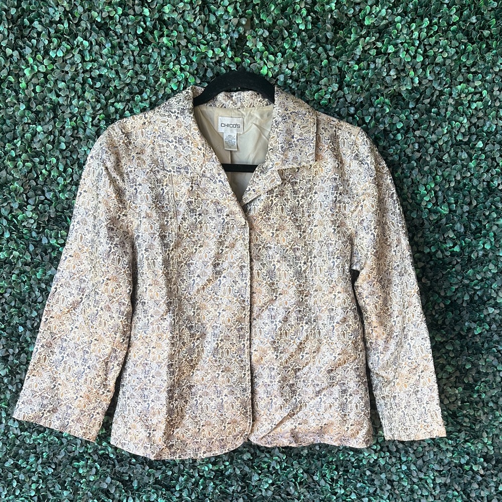 Chico's Elegant Cream and Tan Blazer